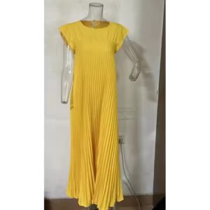 Summer ladies plus size clothes dresses women lady elegant new solid color O neck sleeveless pleated women's casual loose dress - Image 7