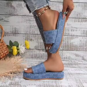 Round Head Thick Bottom Chunky Shoes Women Platform Slippers - Image 5