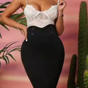 Women'S Solid Color Button Decor Pencil Skirts Elegant Office Lady Asymmetric High Waist Bodycon Hip Skirt - Image 3