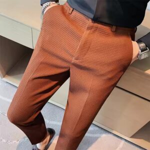 Popular new casual dress pants solid color nine-point pants fashion men's dress pants - Image 1