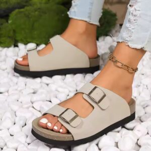 Leather Upper Cork Sole Slippers - Image 5