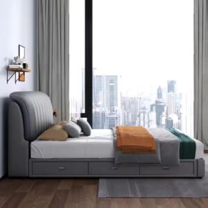 Luxury Hotel Simple Sleeping King Size Double Decker Wooden Single Bed Room Furnitures Up-holstered Beds With Storage - Image 3