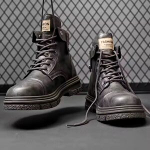 Men's Leather Waterproof Lace-up Oxford Dress Boots Men's Casual Business Work Daily Shoes - Image 5