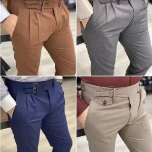 Brown Tile Pleated Pants Royal Blue Double Pleated Latest Pants Stylish Slim Fit Formal Pant Men suit Trousers Design 1 piece - Image 5
