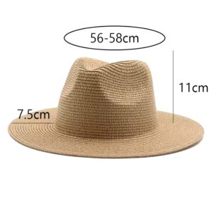 Large Size 56-58cm New Natural Panama Straw Hat Summer Men Women Wide Brim Beach UV Protection Fedora Sun Hat Wholesale (1 review) - Image 4