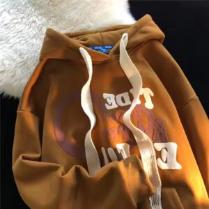 American retro hiphop high street hip-hop alphabet print hooded sweater women's winter loose sports plus velvet thick coat - Image 3