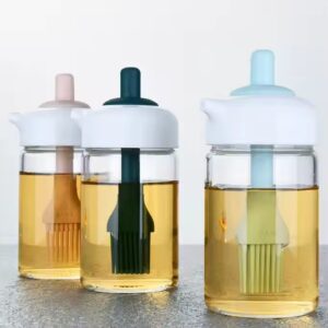 280Ml Creative Glass Kitchen Bbq Coking Tools Silicone Brush Oil Bottle Honey Sauce Glass Brush Oil Bottle - Image 3
