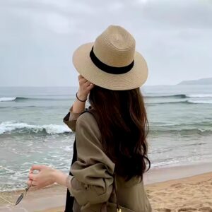 Large Size 56-58cm New Natural Panama Straw Hat Summer Men Women Wide Brim Beach UV Protection Fedora Sun Hat Wholesale (1 review) - Image 3