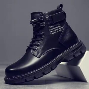 New arrival high cut British Style Black Work Attire Motorcycle Leather Boots - Image 4