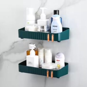Bathroom No Drilling Storage Holder Rectangular Wall Mounted Shelf Dual With Tower Rack - Image 1
