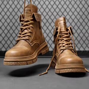 Men's Leather Waterproof Lace-up Oxford Dress Boots Men's Casual Business Work Daily Shoes - Image 6