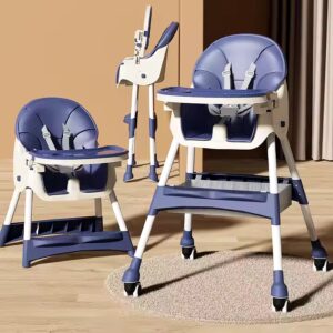 Baby High Chair with 4 Wheels for Babies & Toddlers/Baby Dinning Chair with Removable Tray and seat cushion Adjustable Backrest - Image 4