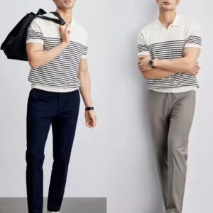 Summer high quality pullover fashion short-sleeved tops POLO neck knitted T-shirt tops for men - Image 5