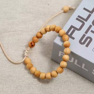 Handmade natural wooden Sandalwood bead bracelets Friendship bracelets elastic healing wood bead bracelet for women men - Image 4