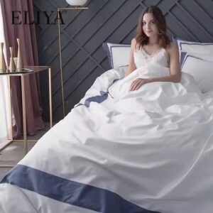100% Cotton Eliya 400tc White King Size Bedsheet Bedding Set Hotel Style Duvet Cover Set Wedding Quilt Cover Plain Dyed 4 Pcs 40 - Image 4