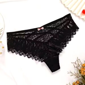 Mid rise hot sale bow cross strap women's panties sexy high-end lace lace breathable comfortable women's thongs - Image 8