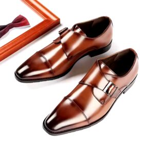 Men's Pointed Toe Leather Shoes Buckle Fashion Model Magazine Occasion Formal Shoes - Image 7