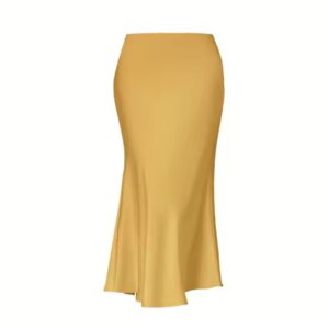 Fashion breathable spring casual elegant solid black high waist satin midi length women's skirts with popular discount - Image 6