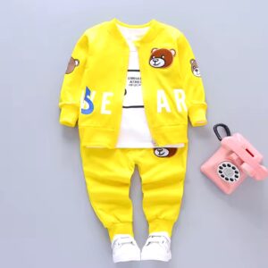 Autumn new t-shirt coat sweatshirt 3-piece set kids clothing suit baby boys girls clothes - Image 4