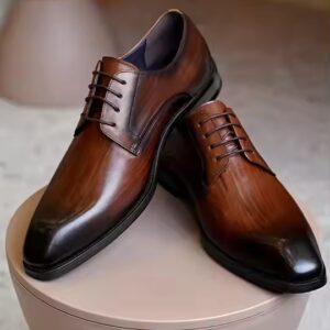 Mens Casual Lace-up Brogue Plaid PU Upper Shoes Men Formal Footwear Wedding Party Dress Oxford Business Office Shoes - Image 4