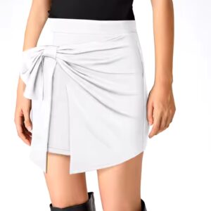 Women Bowknot Front High Waist Ladies Short Mini Skirts - Image 3