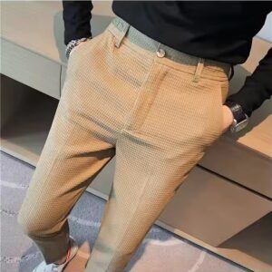 Popular new casual dress pants solid color nine-point pants fashion men's dress pants - Image 5