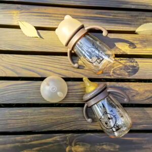 Cartoon style bottle wide diameter anti-flatulence resistant straw silicone nipple water cup newborn baby bottle - Image 3