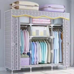 Simple Cloth Closet with Zipper Steel Pipe Thickened Reinforcement Assembly Thickened Dormitory Wardrobe - Image 6