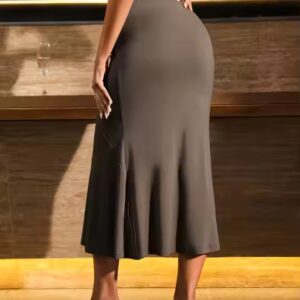 Midi Solid High Waist Women's Casual Tie Elegant knitted pleated skirt - Image 3
