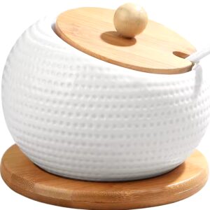 Wholesale luxury mini seasoning condiment porcelain ceramic container set spice jars with glass bamboo wood lid - Image 8