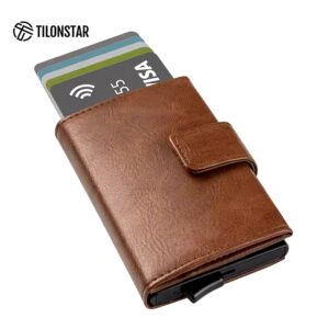 Pop Up Aluminum Credit Card Protector Wallets Men Leather Cash Credit Card Holder Wallet - Image 3