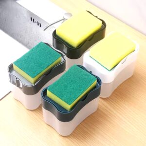 Plastic Dish Soap Dispenser and Sponge Holder for Kitchen Sink with Sponge - Image 6