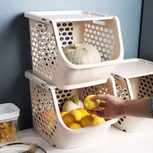 kitchen plastic square lattice fruit and vegetable storage basket thickened - Image 3