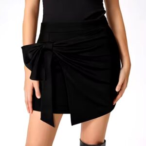 Women Bowknot Front High Waist Ladies Short Mini Skirts - Image 4