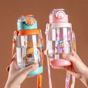Flip Top Straight Kids Water Bottle With Straw - Image 6