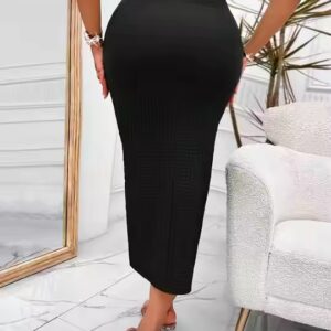 Womens career skirts bud pleated shorts Skirts Solid Twist Front Bodycon Elegant Split Hem Asymmetric Skirt - Image 4