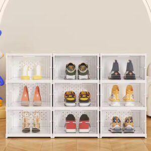 Rmier 6-Tier Foldable Shoe Rack Organizer for Closet Plastic Shoe Shelf Clear Shoe Boxes Stackable with Door Easy Assembly - Image 7