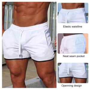 Men's Gym Shorts With Pockets Men's Breathable Workout Shorts Men's Solid Sports Shorts - Image 6