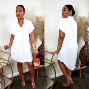Summer New Ladies Casual Temperament Dresses Sexy African Bodycon Casual V neck Short Sleeve t shirt Woman Dress - Image 4