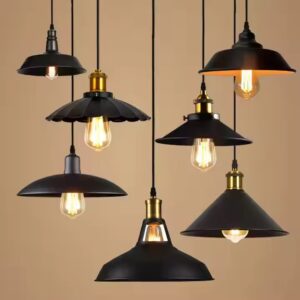 Chandelier Industrial retro style metal black chandelier E27 decorative hanging light - Image 3