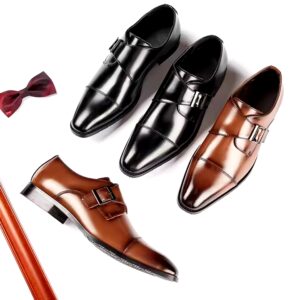 Men's Pointed Toe Leather Shoes Buckle Fashion Model Magazine Occasion Formal Shoes - Image 5