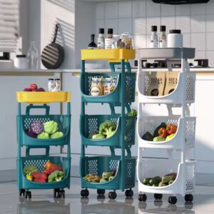 4 Layer Plastic Kitchen Fruit Storage Vegetable Storage Rack With Wheels - Image 1