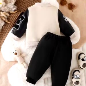 2024 New fashion Super Cool and Casual Baby boy sports suit Long sleeve jacket + letter pants 2 pieces set - Image 4