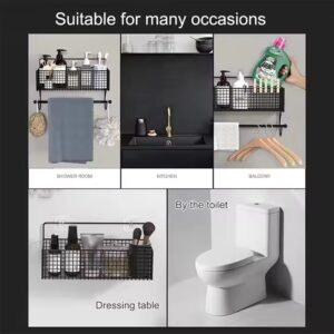 Shower Shelves Bathroom Shelf with Towel Rack No Drilling Installation Kitchen Bathroom Wall Storage Bracket Iron - Image 3