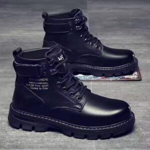 New arrival high cut British Style Black Work Attire Motorcycle Leather Boots - Image 5