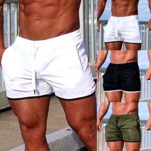 Men's Gym Shorts With Pockets Men's Breathable Workout Shorts Men's Solid Sports Shorts - Image 3