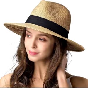Large Size 56-58cm New Natural Panama Straw Hat Summer Men Women Wide Brim Beach UV Protection Fedora Sun Hat Wholesale (1 review) - Image 2