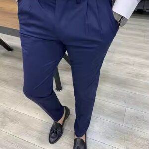 Brown Tile Pleated Pants Royal Blue Double Pleated Latest Pants Stylish Slim Fit Formal Pant Men suit Trousers Design 1 piece - Image 7