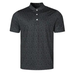 Men's Collarless Golf Polo Shirt Quick Drying Polyester Spandex T-shirt Short Sleeve Custom Digital Printed Polo Shirt - Image 3