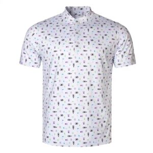 Men's Collarless Golf Polo Shirt Quick Drying Polyester Spandex T-shirt Short Sleeve Custom Digital Printed Polo Shirt - Image 4
